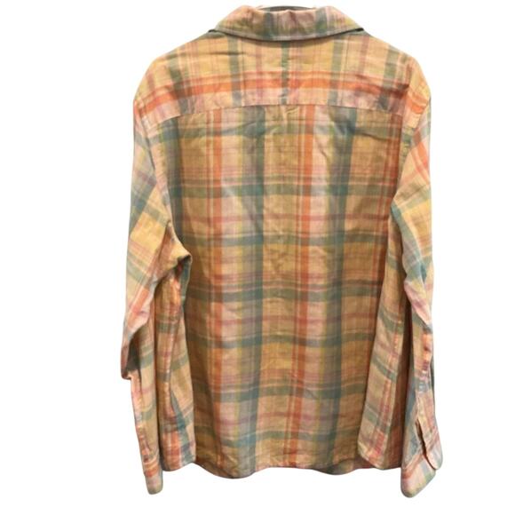 Lauren Ralph Lauren Women Linen Blend Button Up Shirt Sz 2X Yellow Plaid Classic - Picture 4 of 6